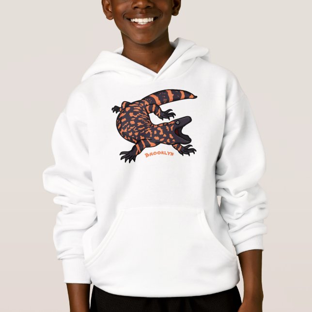 Hungry gila monster lizard cartoon illustration  hoodie (Front)