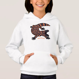 Hungry gila monster lizard cartoon illustration hoodie