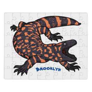 Hungry gila monster lizard cartoon illustration jigsaw puzzle