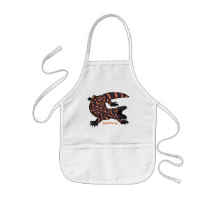 Hungry gila monster lizard cartoon illustration kids' apron