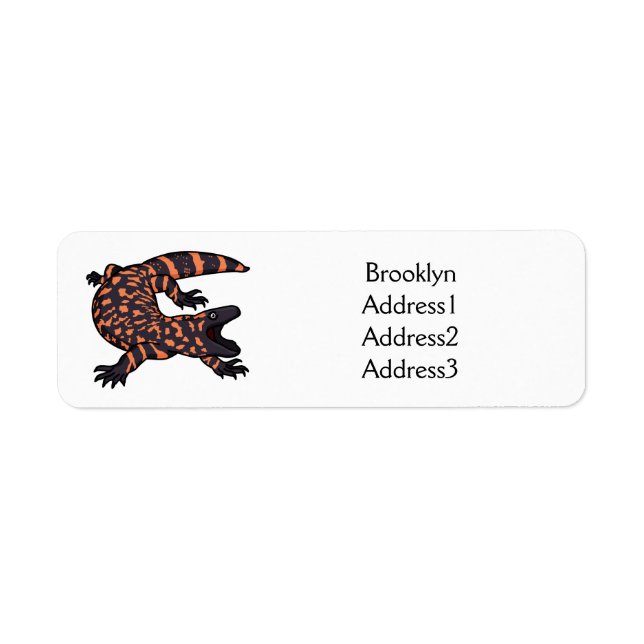 Hungry gila monster lizard cartoon illustration label (Front)