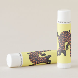 Hungry gila monster lizard cartoon illustration lip balm