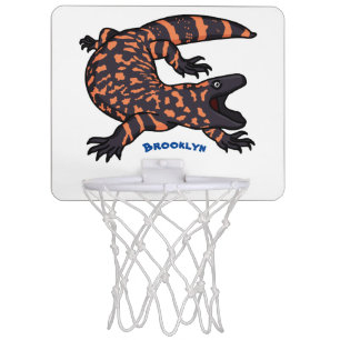Hungry gila monster lizard cartoon illustration mini basketball hoop