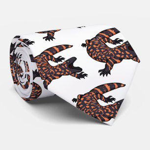 Hungry gila monster lizard cartoon illustration neck tie