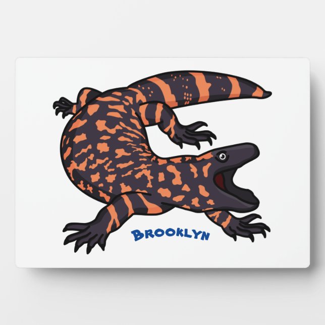 Hungry gila monster lizard cartoon illustration  plaque (Front)