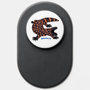 Hungry gila monster lizard cartoon illustration PopSocket