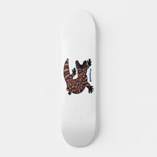 Hungry gila monster lizard cartoon illustration skateboard