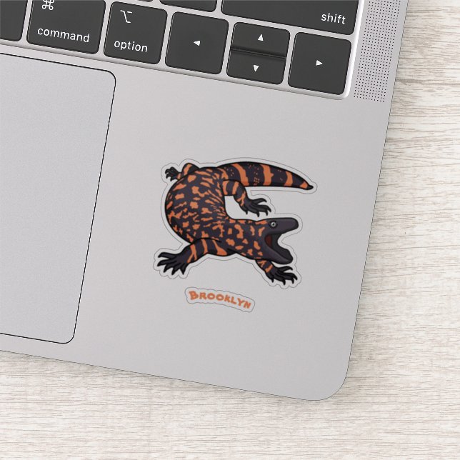Hungry gila monster lizard cartoon illustration sticker (Detail)