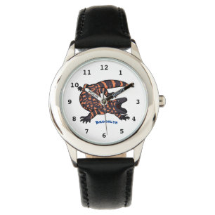 Hungry gila monster lizard cartoon illustration watch
