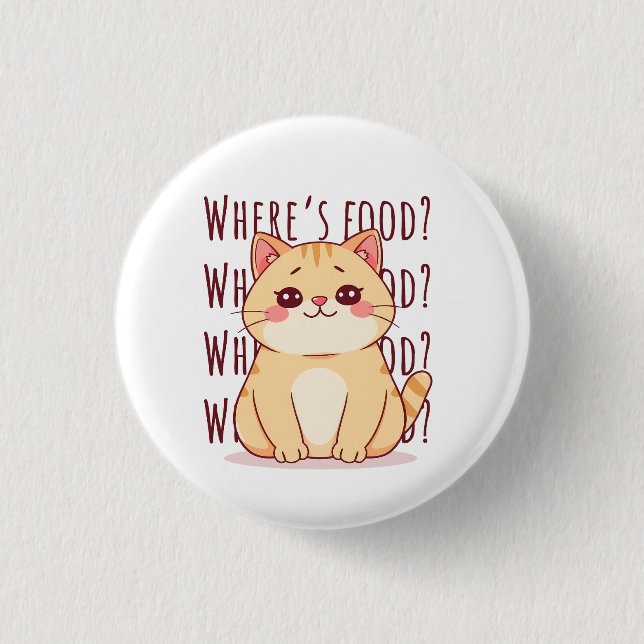 Hungry Ginger Cat  Button (Front)