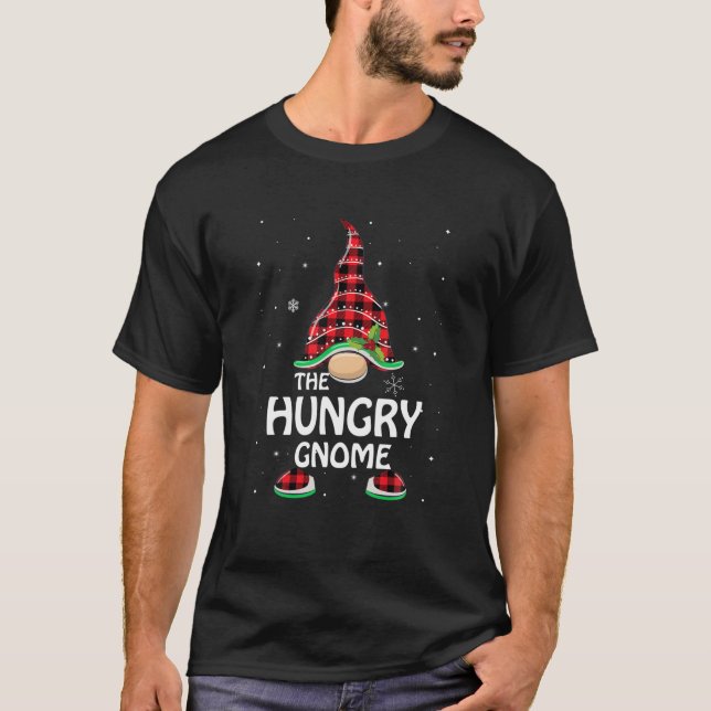 Hungry Gnome Buffalo Plaid Matching Family Christm T-Shirt (Front)