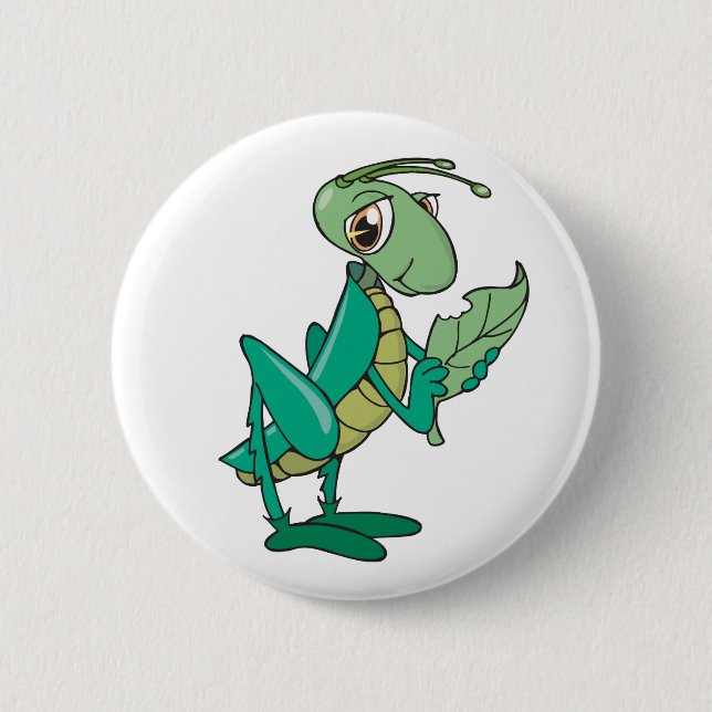 Hungry Grasshopper Pinback Button (Front)