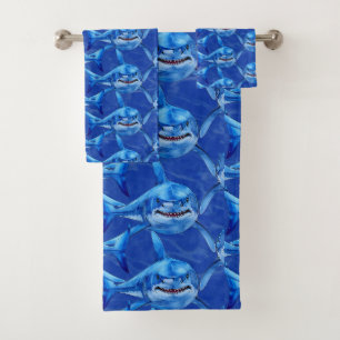 Hungry Great White Shark  Bath Towel Set