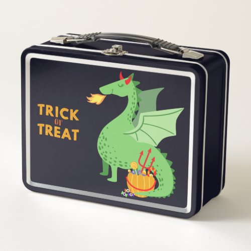 Hungry Halloween Dragon Metal Lunch Box