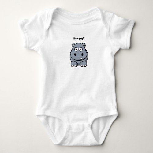 Hungry Hippo Funny Kids Hippopotamus Cartoon Baby Bodysuit