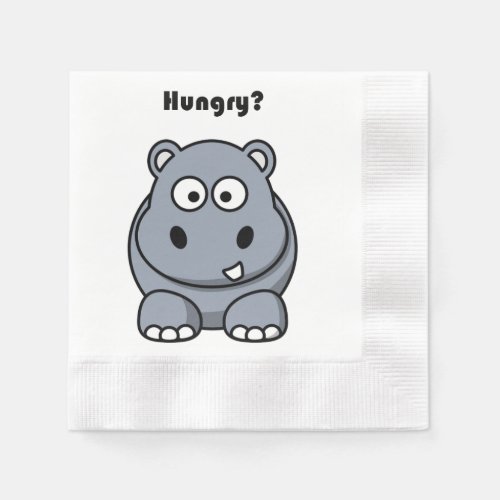 Hungry Hippo Funny Kids Hippopotamus Cartoon Paper Napkins