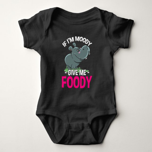 Hungry Hippo Moody Woman Food Lover Baby Bodysuit (Front)