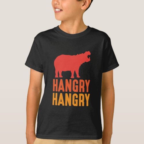 Hungry Hippo Zoo Animal Pun Hangry Hippopotamus T_Shirt