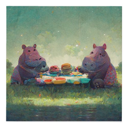 Hungry Hippos Picnic Faux Canvas Print