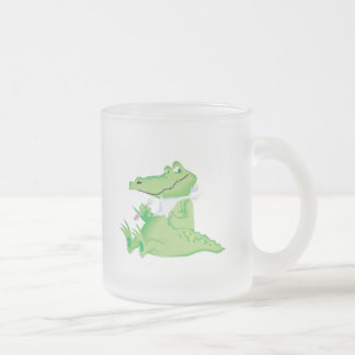hungry hungry alligator frosted glass coffee mug