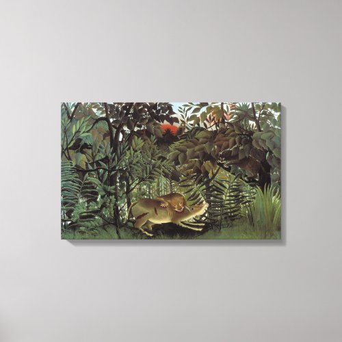 Hungry Lion by Henri Rousseau Vintage Wild Animal Canvas Print