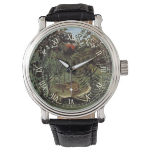 Hungry Lion by Henri Rousseau, Vintage Wild Animal Watch
