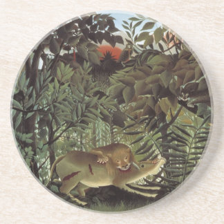 hungry lion sandstone coaster