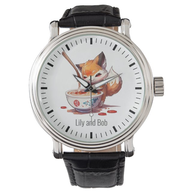 Hungry Little Fox Waiting for Japanese Ramen Watch (Front)