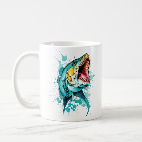 Hungry Ocean Fish Retro Design  Coffee Mug