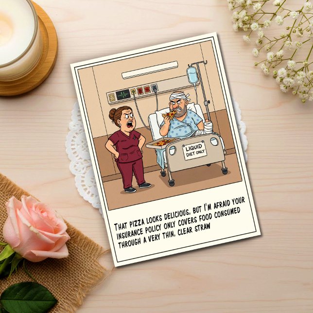 Hungry Patient Defies Liquid Diet Get Well Postcard (Creator Uploaded)