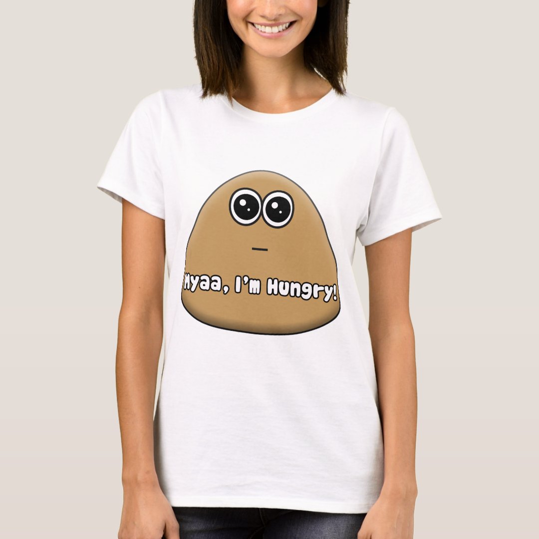 Hungry Pou W Text T Shirt Zazzle