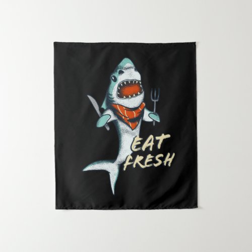 Hungry Shark Eat Fresh Sea Kitchen Cook Tapestry