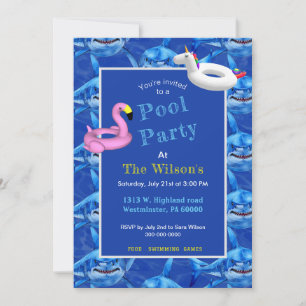 Hungry Shark Pool Party Invitation