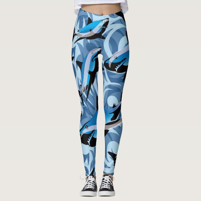 Hungry Sharks Swimming Leggings (Front)