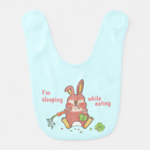 Hungry & Sleepy Bunny Baby Bib Blue