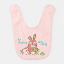 Hungry & Sleepy Bunny baby Bib Pink