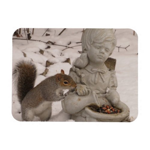 Hungry Squirrel and Statue Magnet