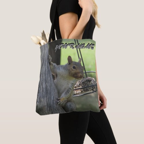 Hungry Squirrel  and your name Tote Bag