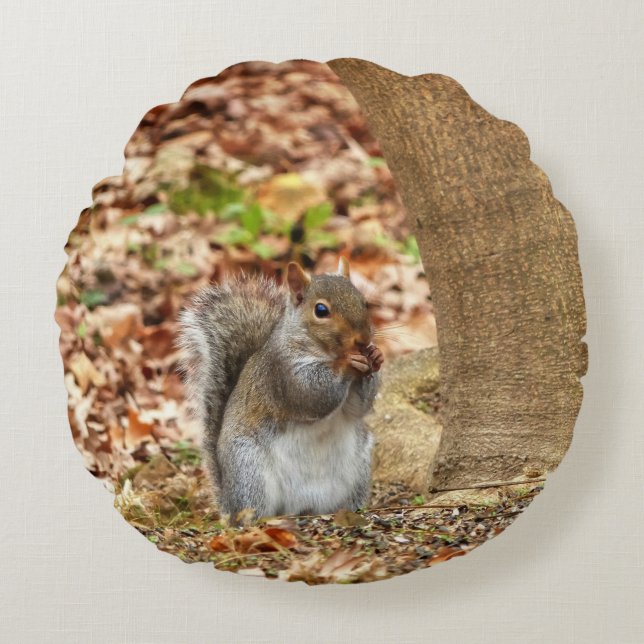Hungry Squirrel Round Pillow (Front)