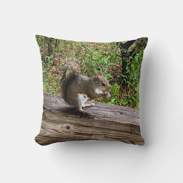 Hungry Squirrel Throw Pillow (Front)