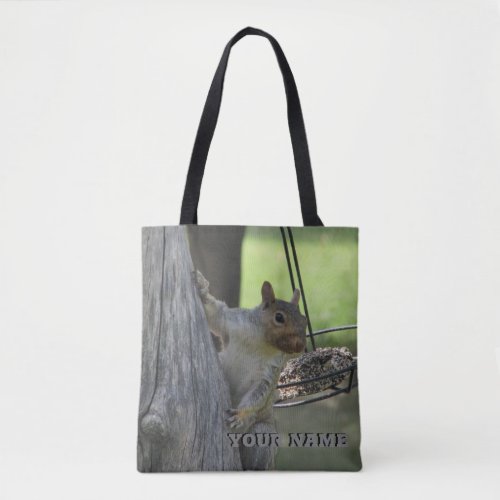 Hungry Squirrel with your name Tote Bag