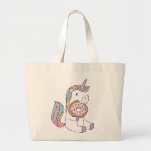 Hungry Unicorns Colorful Unicorn Art Cute Art Large Tote Bag