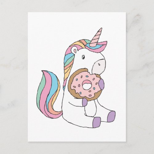 Hungry Unicorns Colorful Unicorn Art Cute Art  Postcard