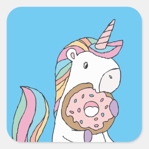 Hungry Unicorns Colorful Unicorn Art Cute Art  Square Sticker