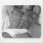 Hunk In Bed Mousepad<br><div class="desc">Male Fitness Model</div>