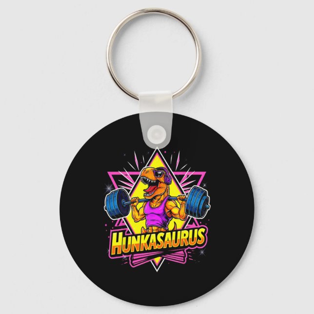 Hunkasaurus Gym Workout T-rex Powerlifting Bodybui Keychain (Front)