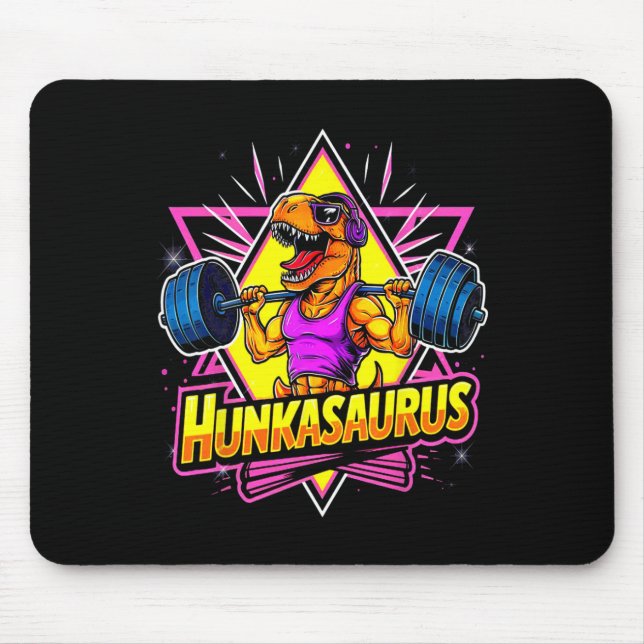 Hunkasaurus Gym Workout T-rex Powerlifting Bodybui Mouse Pad (Front)