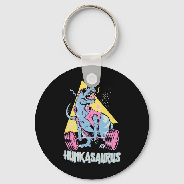 Hunkasaurus T Rex Dinosaur Funny Gym And Workout  Keychain (Front)