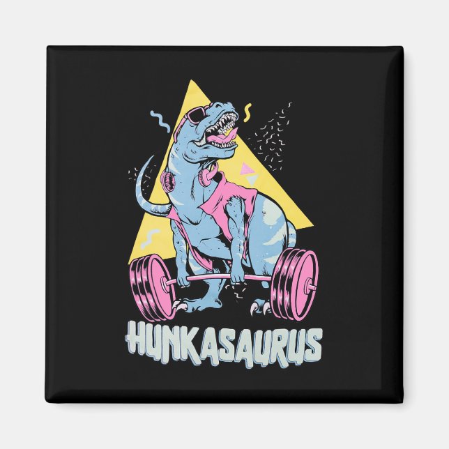 Hunkasaurus T Rex Dinosaur Funny Gym And Workout  Magnet (Front)