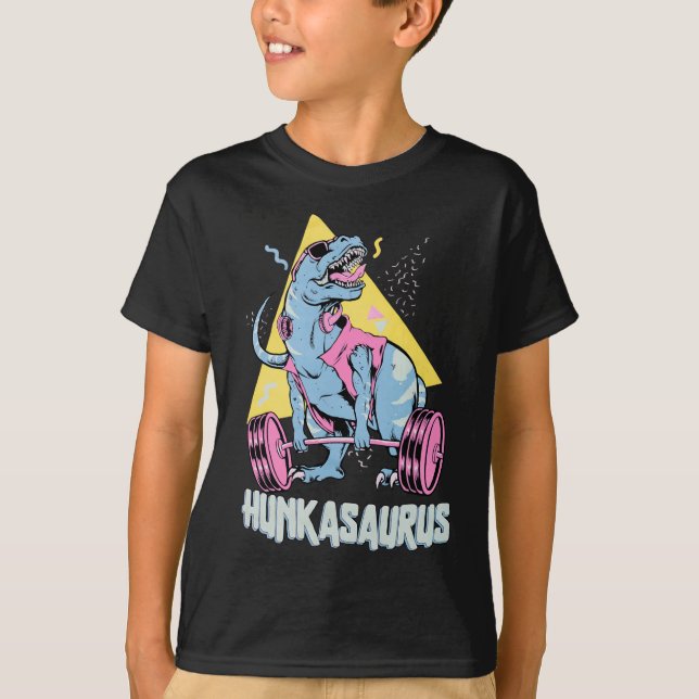 Hunkasaurus T Rex Dinosaur Funny Gym And Workout  T-Shirt (Front)